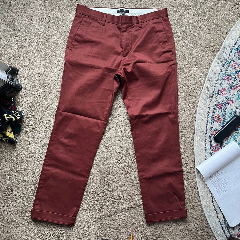 Banana Republic Aiden Slim Fit Chinos 33x32 Auburn Afternoon Stretch